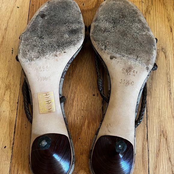 GUCCI GG CANVAS SANDAL HEELS - Picture 12 of 14